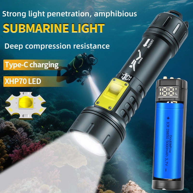 Fishing Light - Nowa latarka nurkowa XHP70 IPX8 Wodoodporne