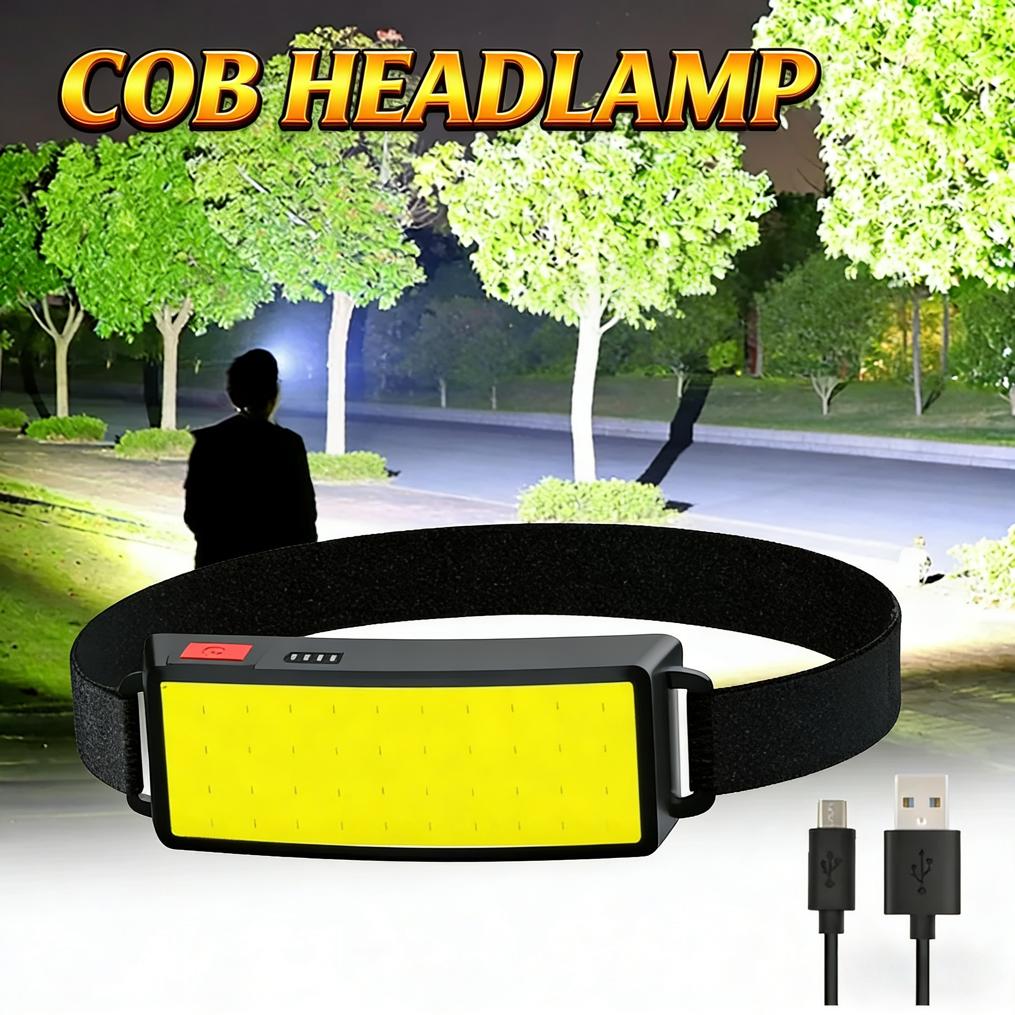 Fish Finder Battery - Przenośna latarka czołowa LED COB, latarka