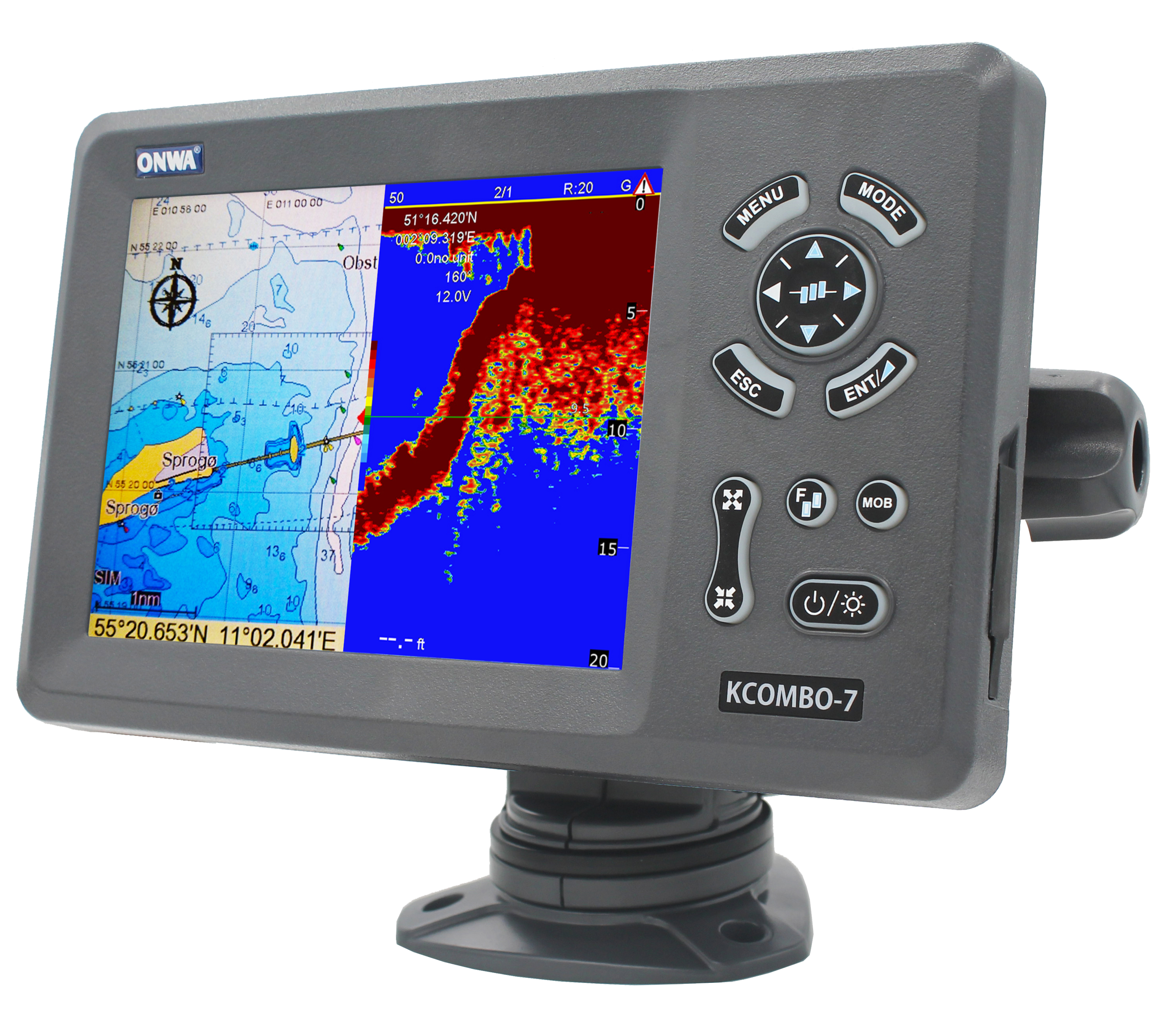 Fish Finder Gps - ONWA KCombo-7 7-calowy Morski GPS Fishfinder