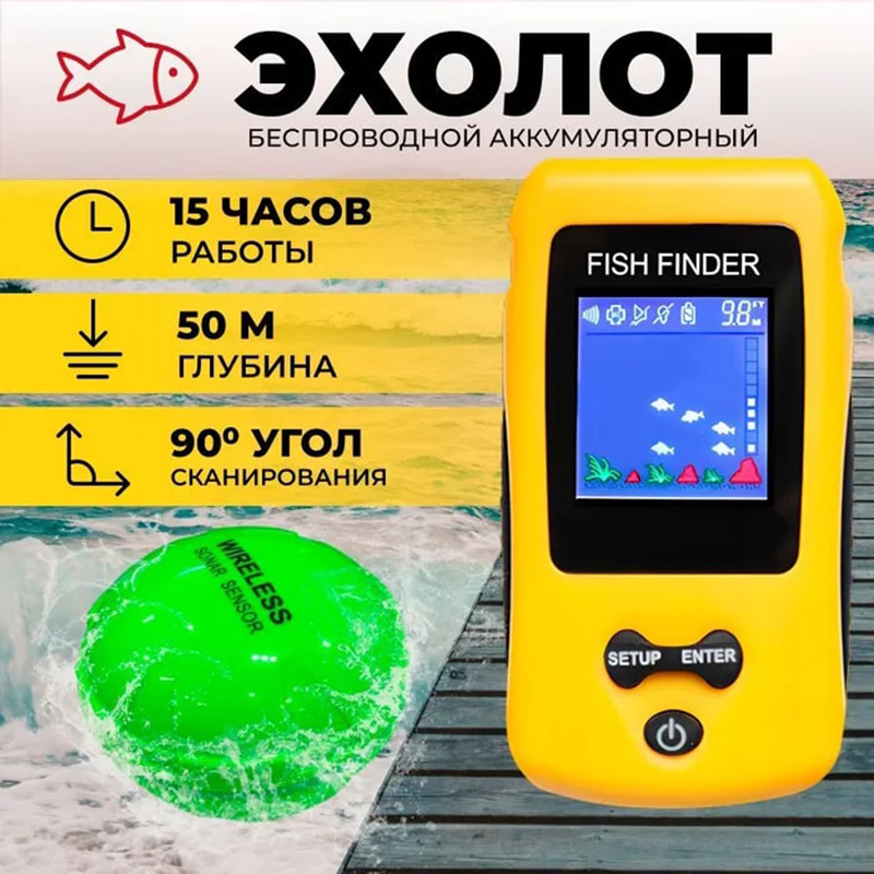 Fish Finder Transducer - Zupełnie nowy, kolorowy, bezprzewodowy lokalizator ryb,
